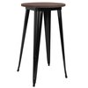 Flash Furniture Round Black Metal Bar Table, 24", 24" W, 24" L, 41.5" H, Wood Top, Wood Grain CH-51080-40M1-BK-GG